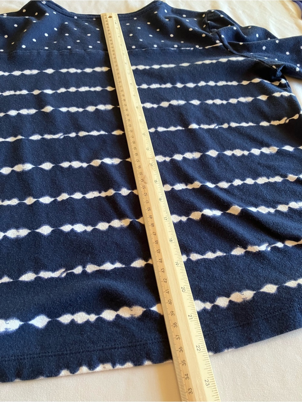 Kim Rogers Navy and White Striped Polka Dot 3/4”Sleeve Top - Picture 5 of 5